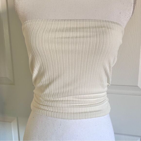Naked Wardrobe Stretchy The Tube Crop Top Off White XL (fits L better) NWT - Picture 2 of 7